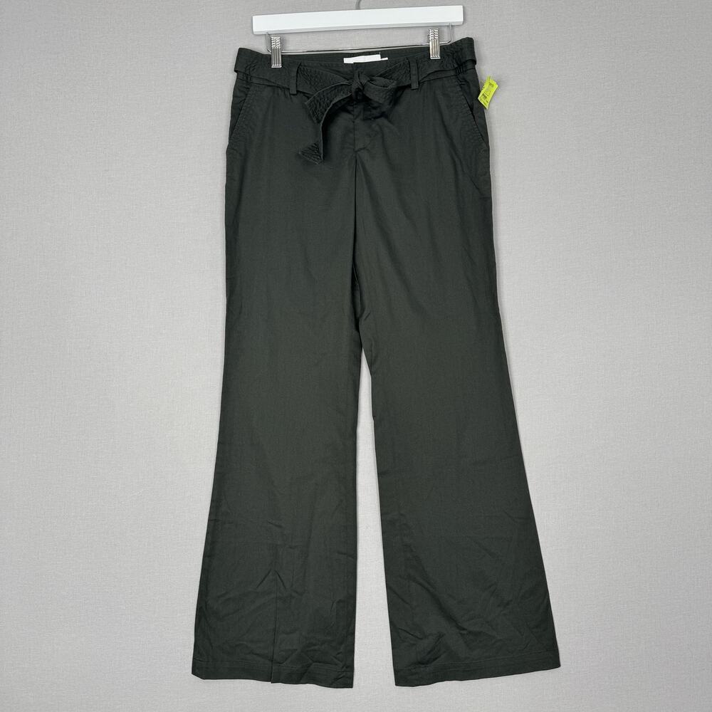 Chaiken Donnovan Pants Womens‎ 2 Green Wide Leg Belted Made in USA Career Office